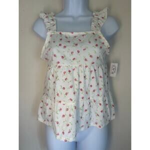 NWT The children’s place white-pink-green floral design tank top XXL 16 spring